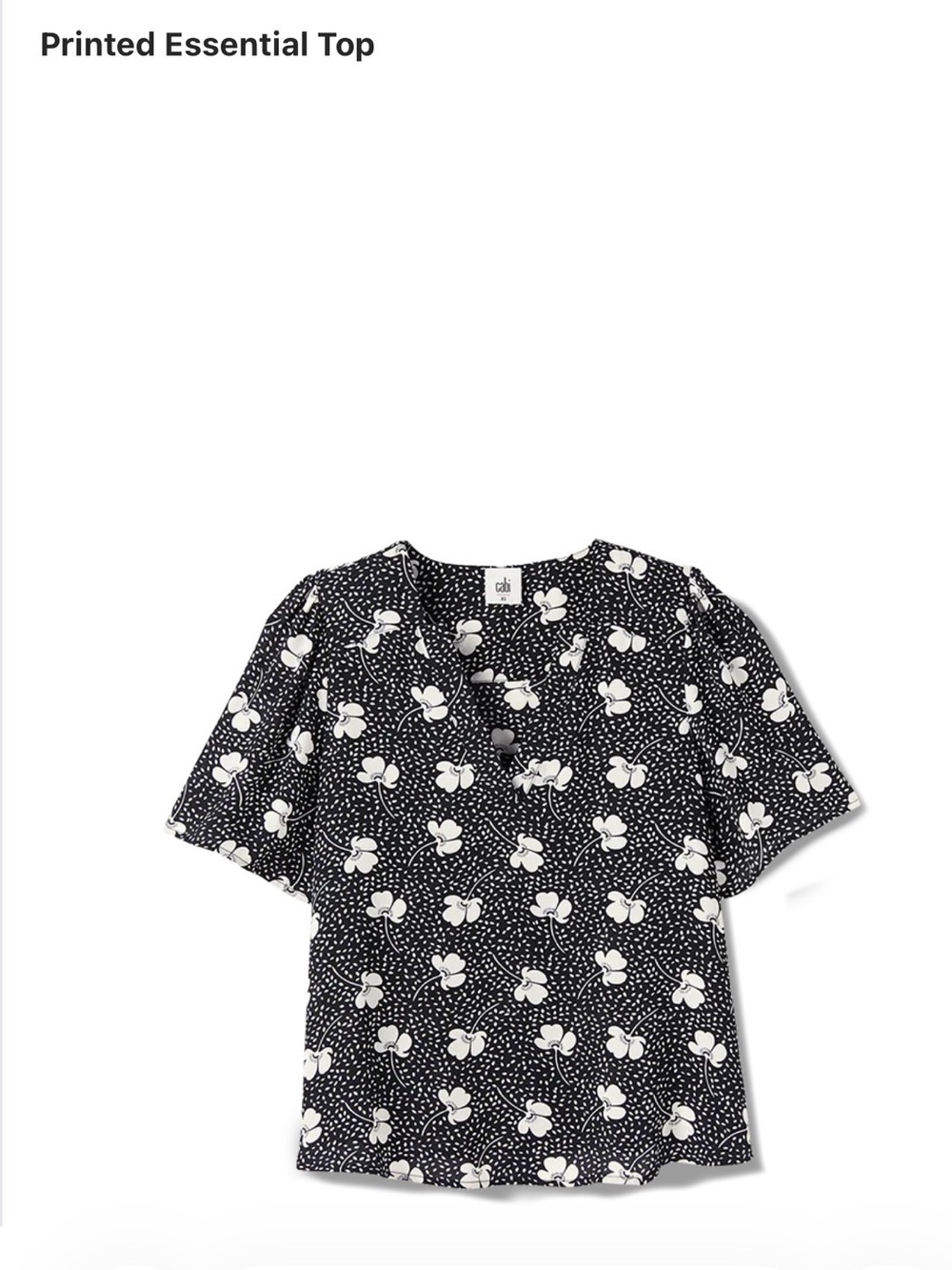 CAbi Black and White Floral Blouse